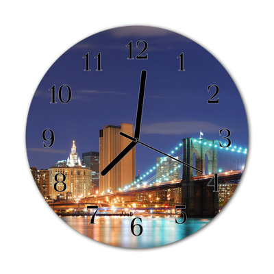 Glass Kitchen Clock Skyline bridge city multi-coloured