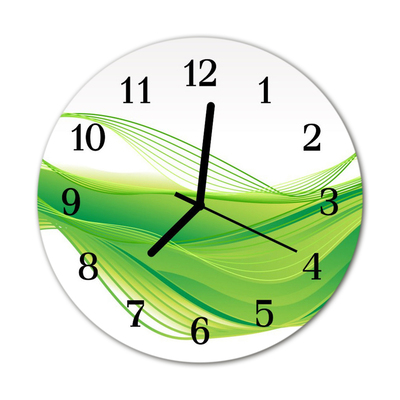 Glass Kitchen Clock Abstract lines art green