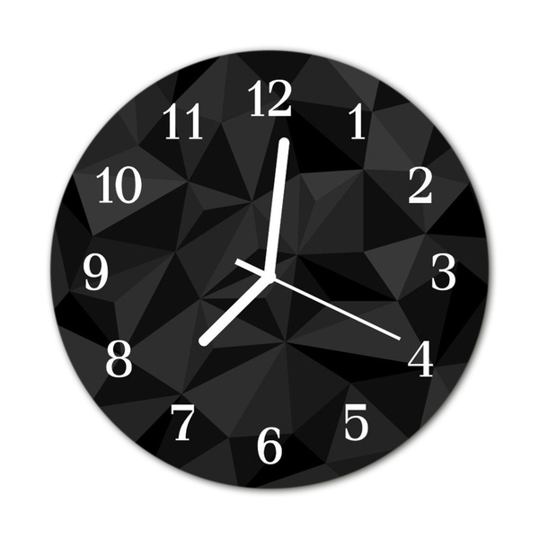 Glass Kitchen Clock 3D Pattern Art Black