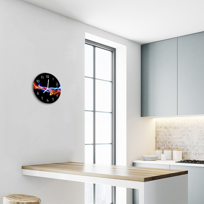 Glass Kitchen Clock Abstract Smoke Art Multi-Coloured