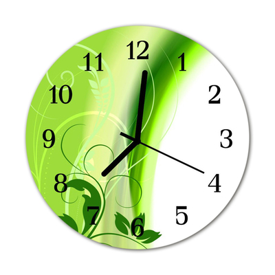 Glass Kitchen Clock Pattern flowers flowers & plants green