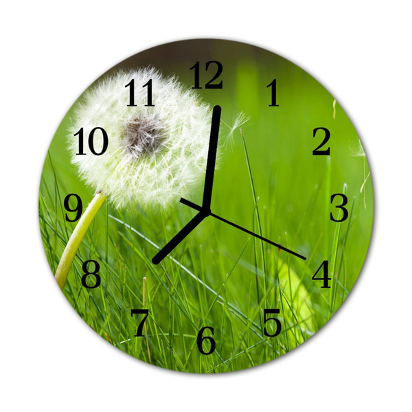 Glass Kitchen Clock Dandelion flowers & plants green