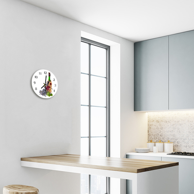 Glass Kitchen Clock Wine grapes kitchen multi-coloured