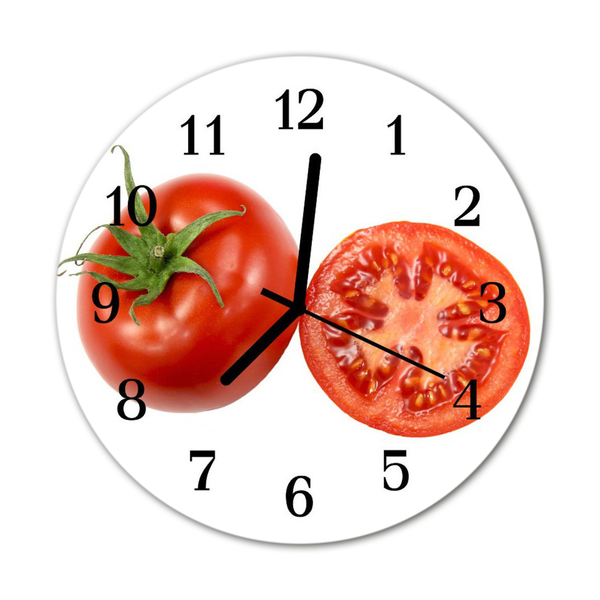 Glass Kitchen Clock Tomatoes kitchen red