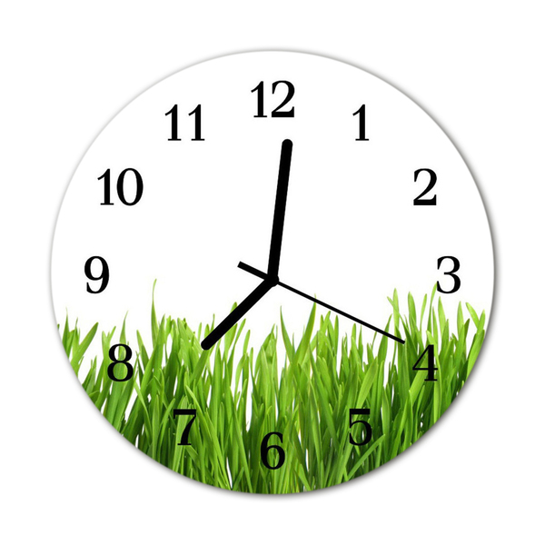 Glass Kitchen Clock Grass flowers & plants green