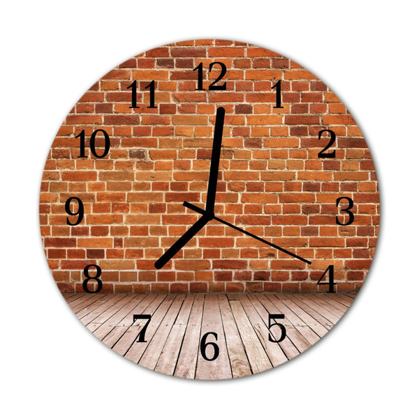 Glass Kitchen Clock Brick wall architecture red