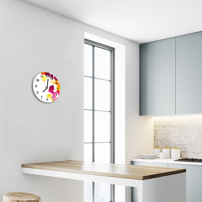 Glass Kitchen Clock Colorful hearts art multi-coloured