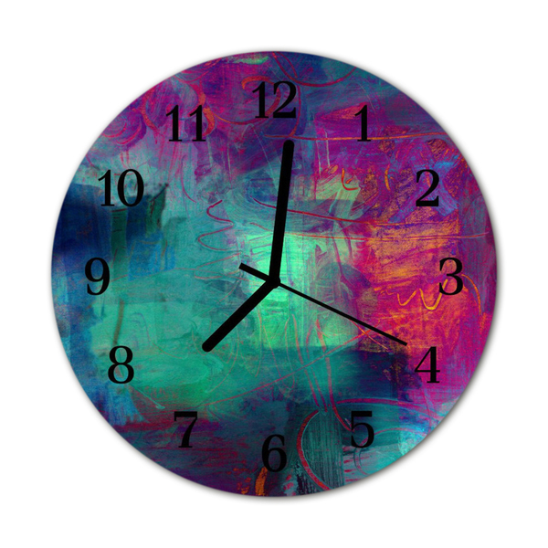 Glass Kitchen Clock Colorful painting art multi-coloured