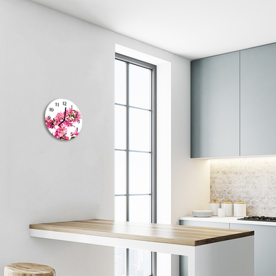 Glass Kitchen Clock Flowers flowers & plants pink