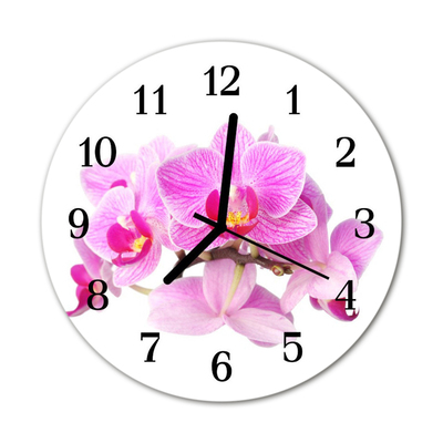 Glass Kitchen Clock Orchids flowers & plants pink