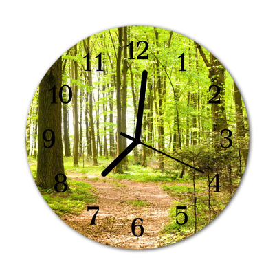 Glass Kitchen Clock Forest nature green