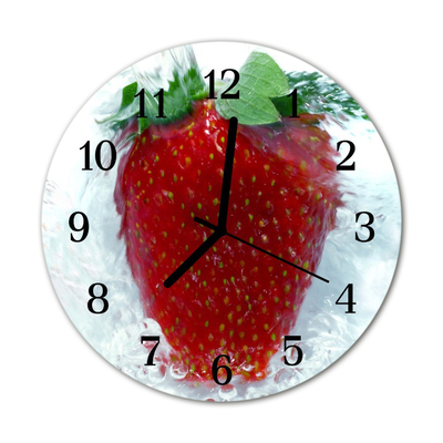 Glass Kitchen Clock Strawberry kitchen red