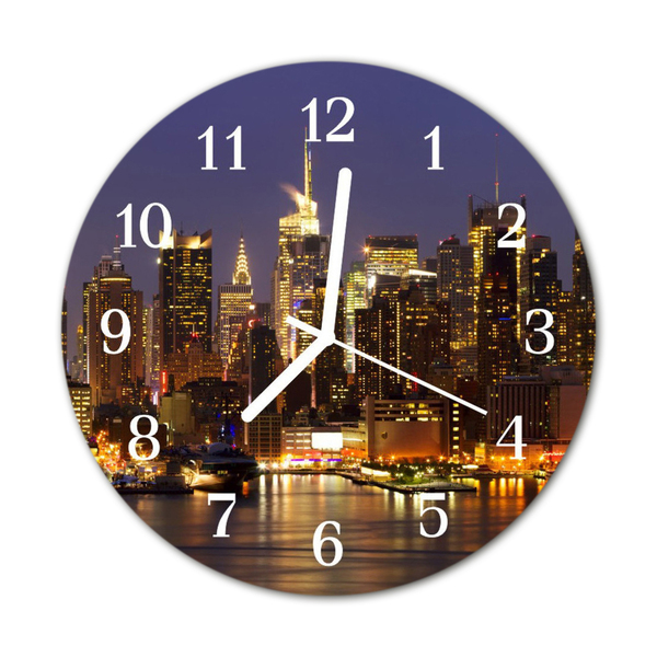 Glass Kitchen Clock Skyline City Multi-Coloured