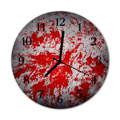 Glass Kitchen Clock Stains art red