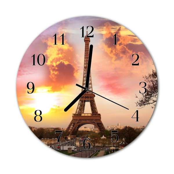 Glass Kitchen Clock Eiffel tower paris city multi-coloured