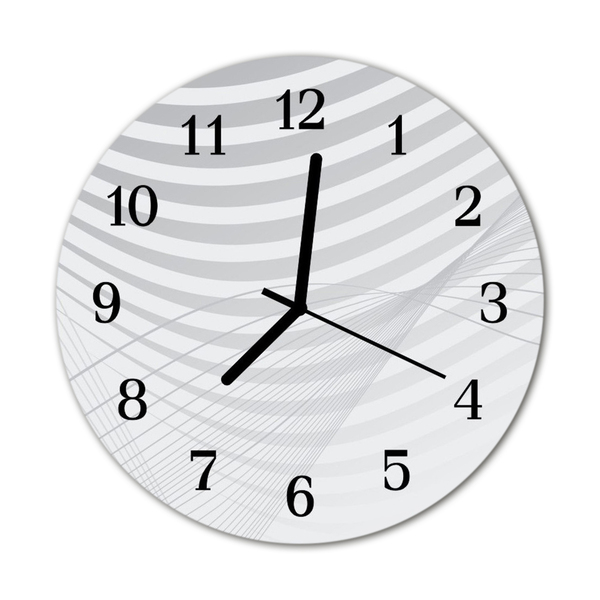 Glass Kitchen Clock Abstract lines art grey