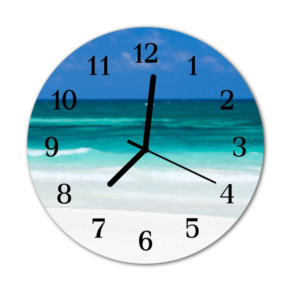 Glass Kitchen Clock Beach sea landscape blue