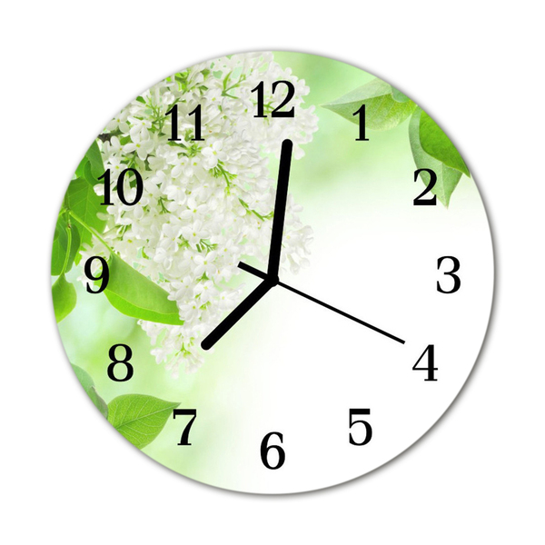 Glass Kitchen Clock Leaves flowers & plants green