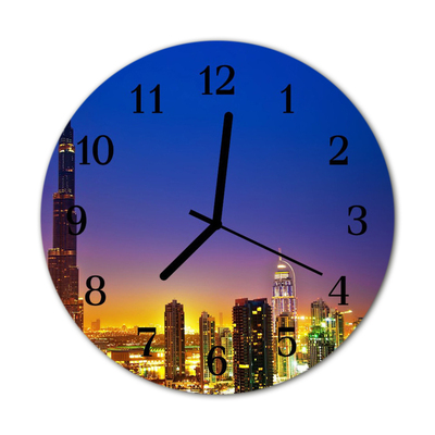 Glass Kitchen Clock Skyline dubai city multi-coloured