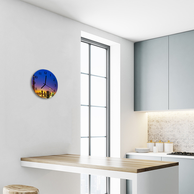 Glass Kitchen Clock Skyline dubai city multi-coloured