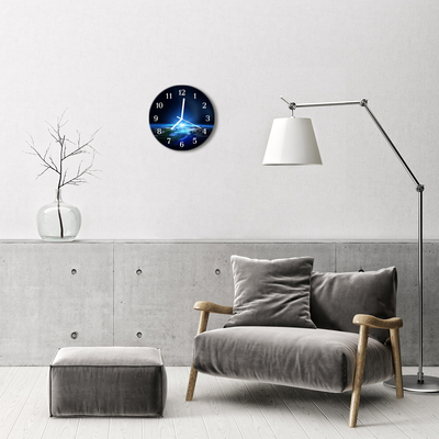 Glass Kitchen Clock Earth Universe Space Blue