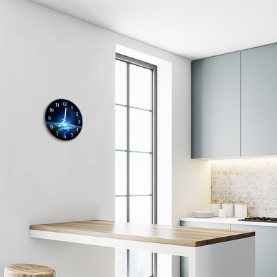 Glass Kitchen Clock Earth Universe Space Blue