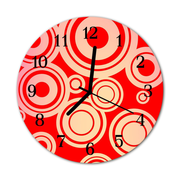 Glass Kitchen Clock Red circles art red