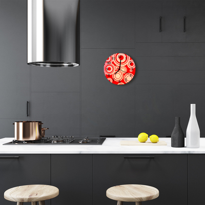 Glass Kitchen Clock Red circles art red