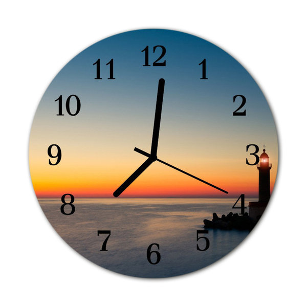 Glass Kitchen Clock Lighthouse sea landscape multi-coloured