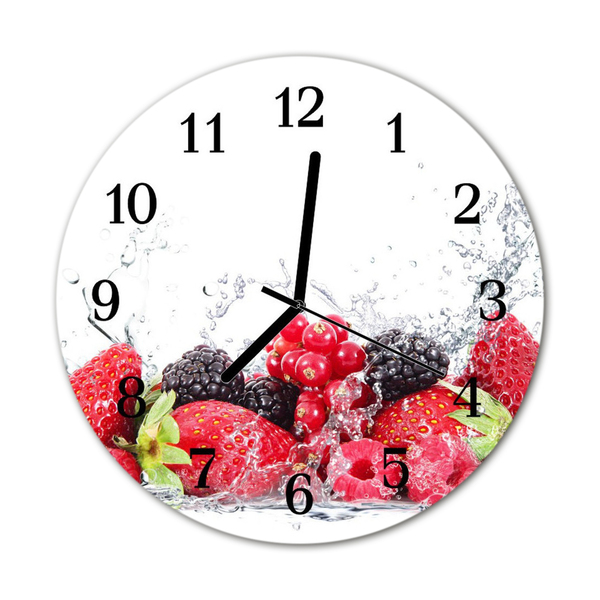 Glass Kitchen Clock Fruit kitchen red, black