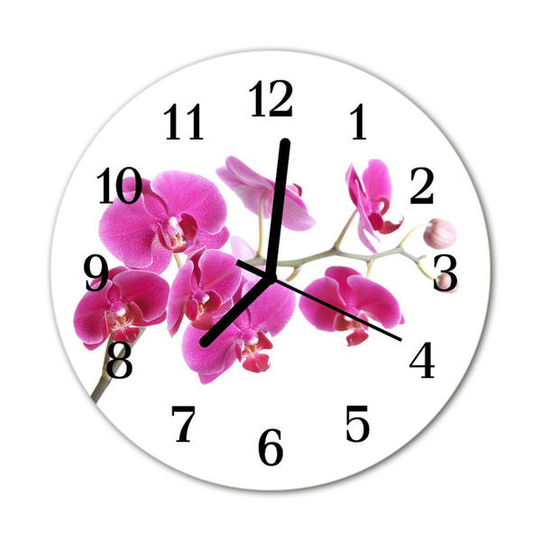 Glass Kitchen Clock Orchid flowers & plants pink