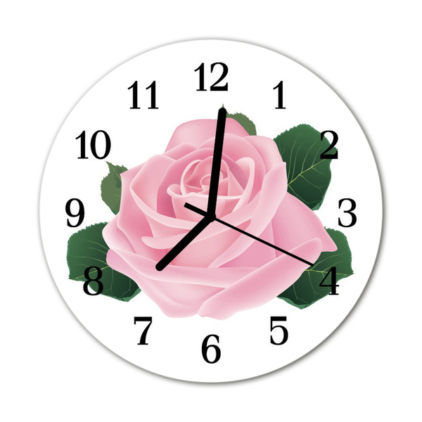 Glass Kitchen Clock Rose flowers & plants pink
