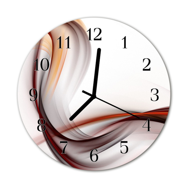 Glass Kitchen Clock Abstract art red, orange