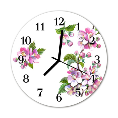 Glass Kitchen Clock Blossoms flowers & plants pink