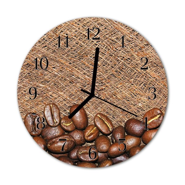 Glass Kitchen Clock Coffee beans kitchen brown