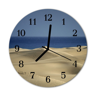 Glass Kitchen Clock Dunes sea landscape beige, blue