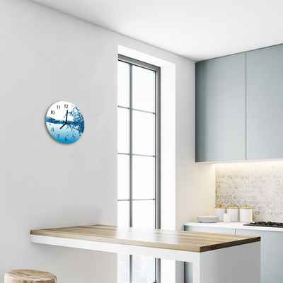 Glass Kitchen Clock Water kitchen blue