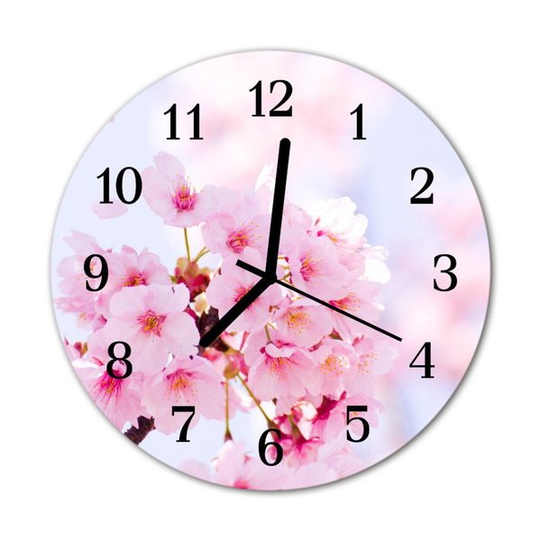 Glass Kitchen Clock Blossoms flowers & plants pink
