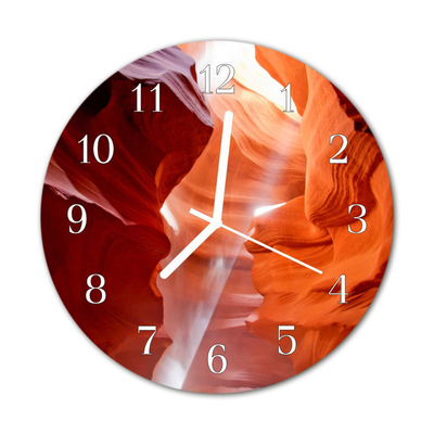 Glass Kitchen Clock Cave Landscape Orange