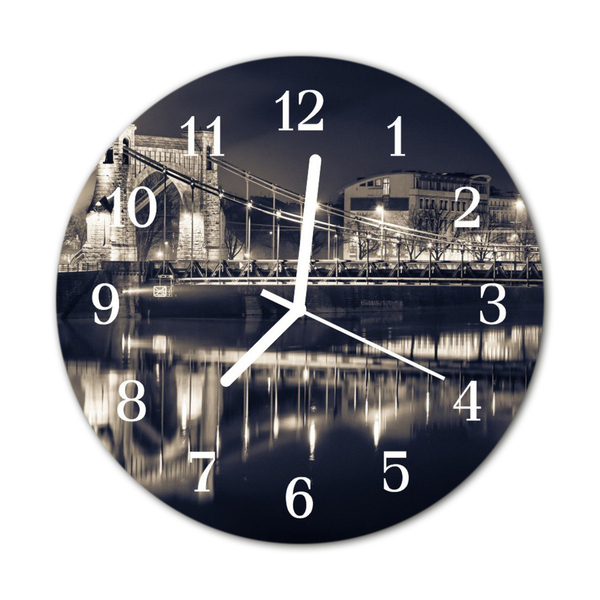 Glass Kitchen Clock Bridge Architecture Black