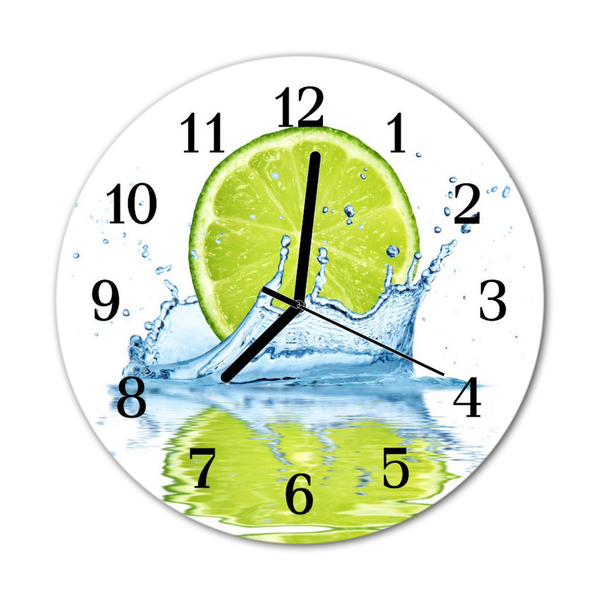 Glass Kitchen Clock Limes water kitchen green