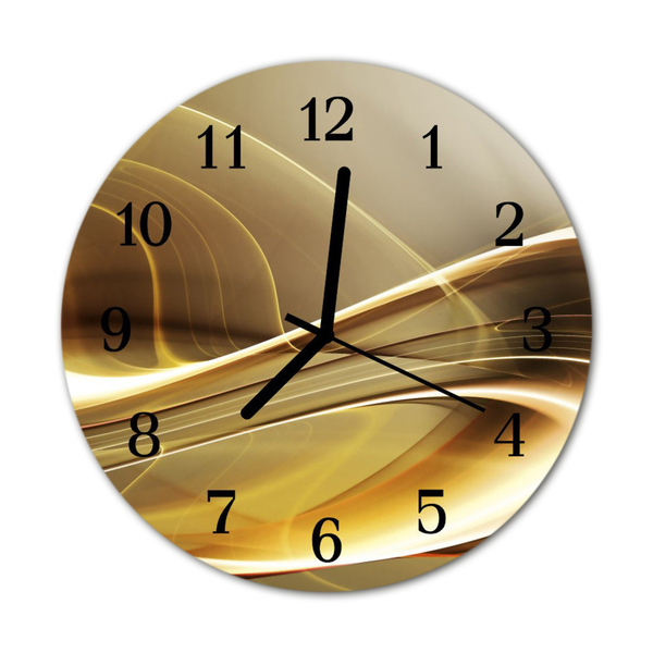 Glass Kitchen Clock Abstract lines art gold