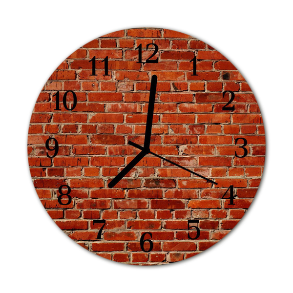 Glass Kitchen Clock Brick wall architecture red