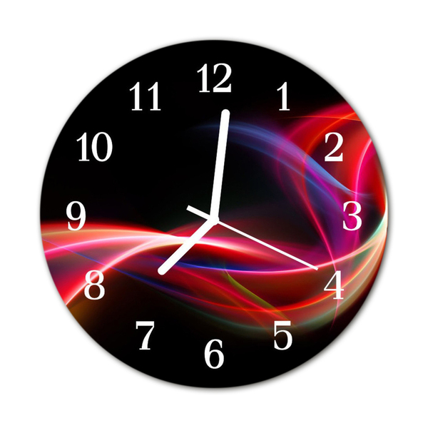 Glass Kitchen Clock Abstract Lines Art Black, Red