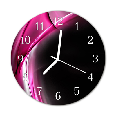 Glass Kitchen Clock Abstract Lines Art Purple