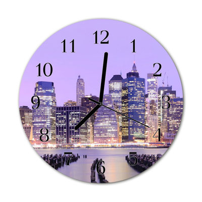 Glass Kitchen Clock Skyline city multi-coloured