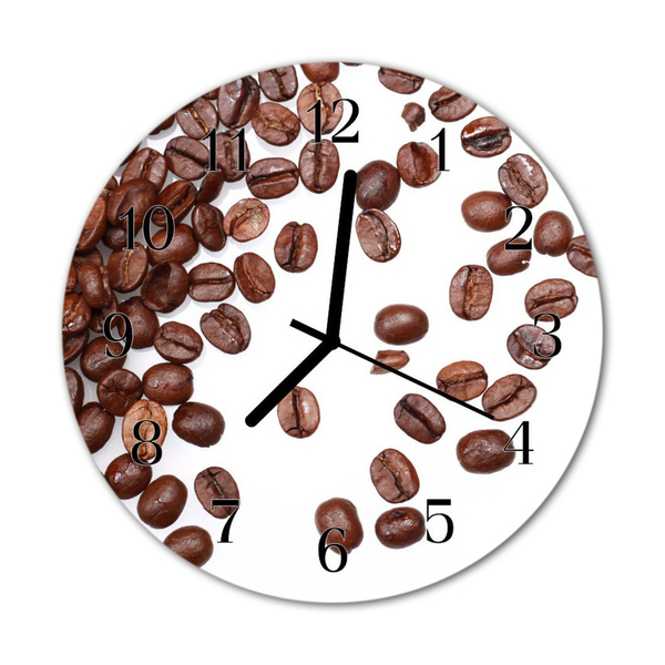 Glass Kitchen Clock Coffee beans kitchen brown