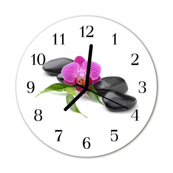 Glass Kitchen Clock Orchid flowers & plants pink