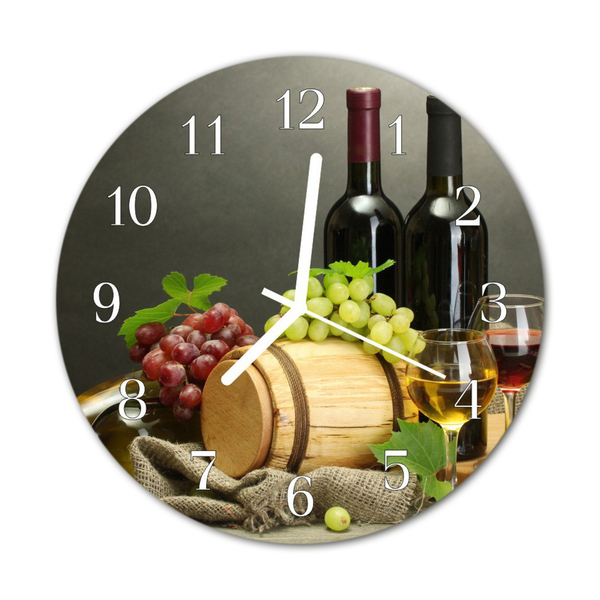 Glass Kitchen Clock Wine Grapes Food and Drinks Multi-Coloured