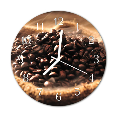 Glass Kitchen Clock Coffee Beans Kitchen Brown